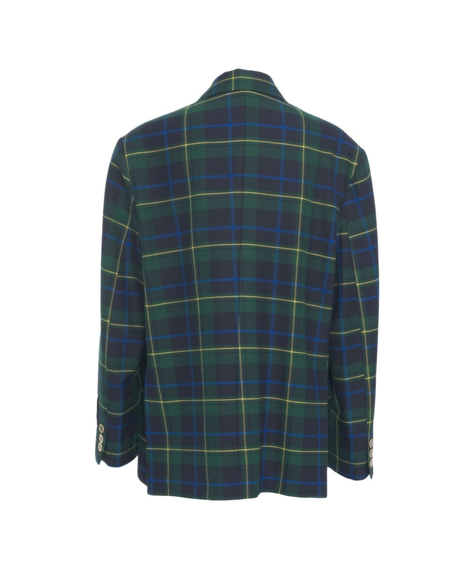 5 Progress Structured Check Blazer With Embroidered Emblem