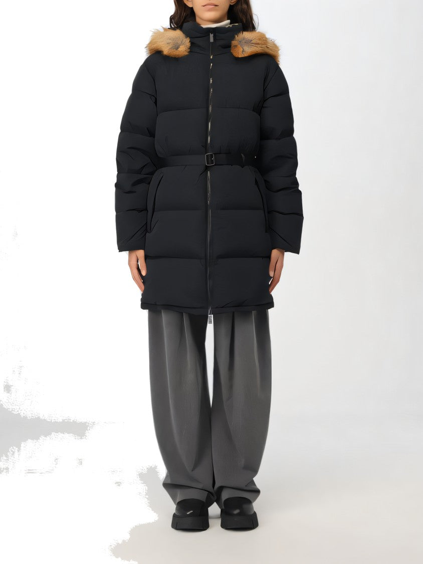 Burberry Quilted Down Coat With Fur-Trimmed Hood