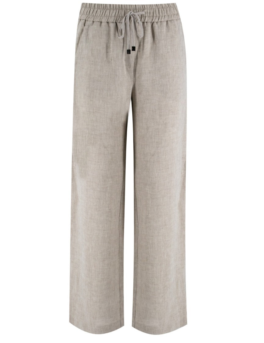 Le Tricot Perugia Relaxed Linen Trousers With Drawstring Waist