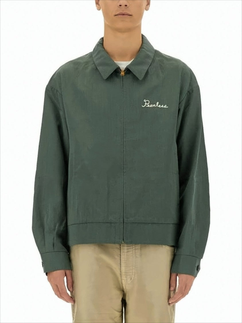 Visvim Boxy Cropped Jacket With Classic Collar And Embroidered Detail