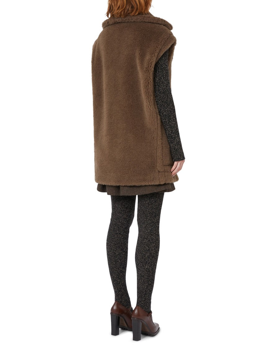 Max Mara Teddy Bear Textured Sleeveless Jacket With Double-Breasted Front