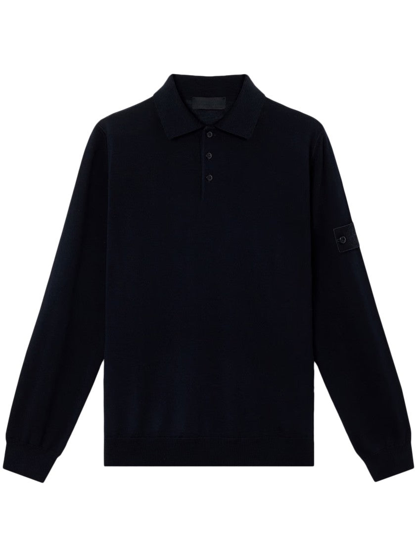 Stone Island Long-Sleeve Polo Shirt In Virgin Wool