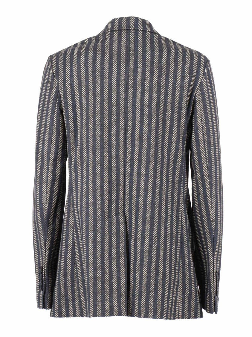 Circolo 1901 Structured Tailored Double-Breasted Jacket With Contrasting Stripes