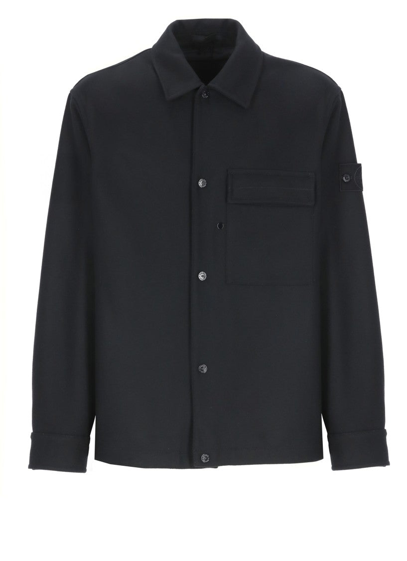 Stone Island Black Wool Overshirt