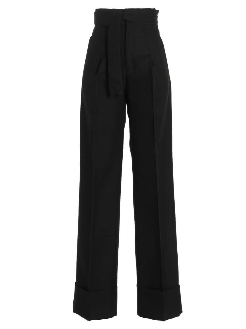Capasa Milano Checked Wool Blend Pants With Removable Waistband