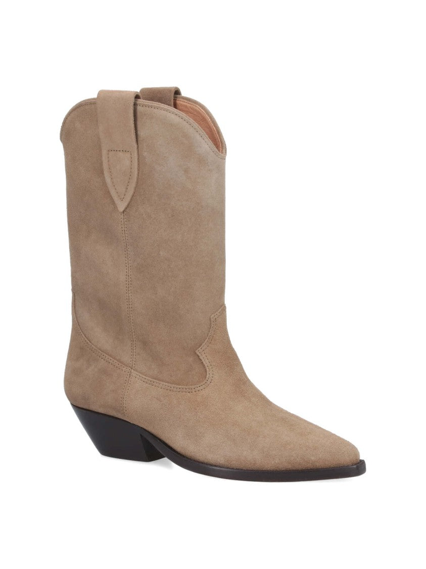 Isabel Marant Mid-Height Suede Western Boots With Pointed Toe And Block Heel