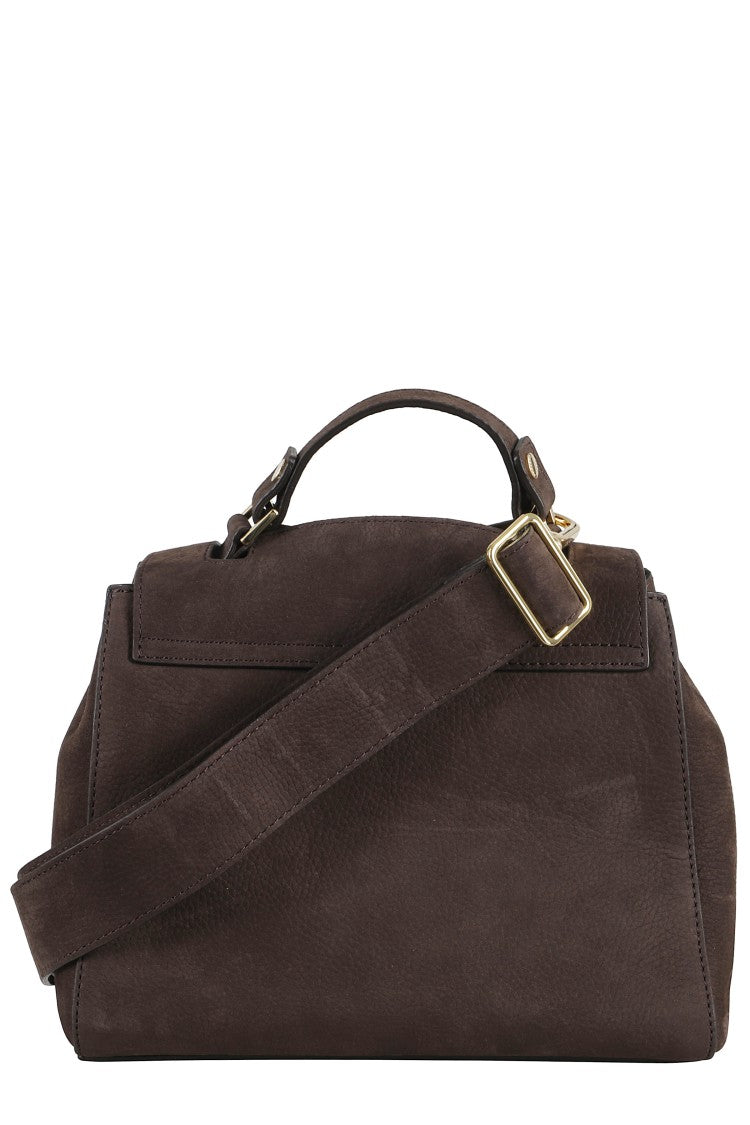 Orciani Structured Dark Brown Leather Shoulder Bag