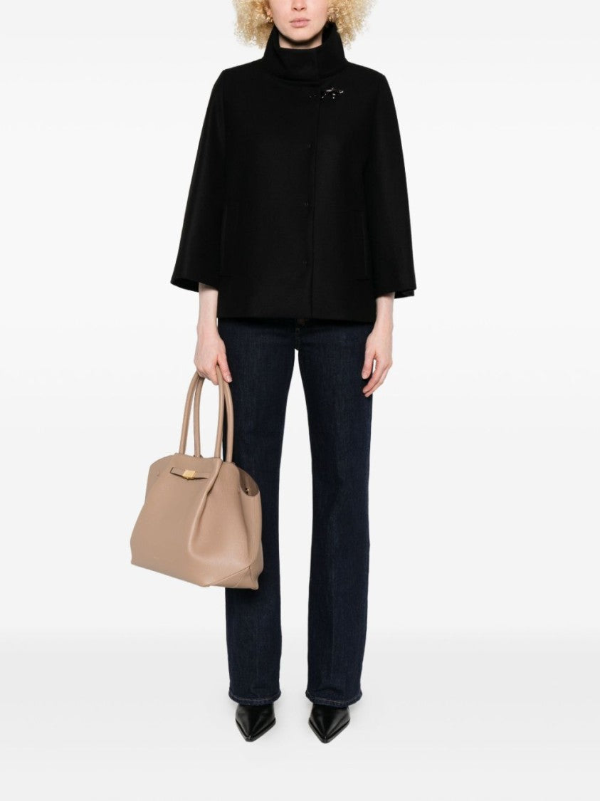 Fay Tailored Wool Blend Giacconi With Asymmetrical Closure