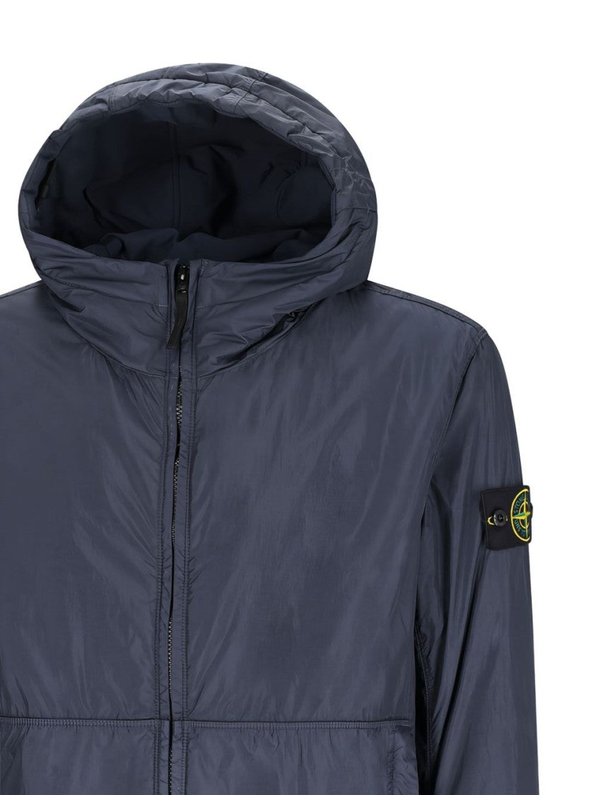 Stone Island Lightweight Blue Jacket With Front Zipper