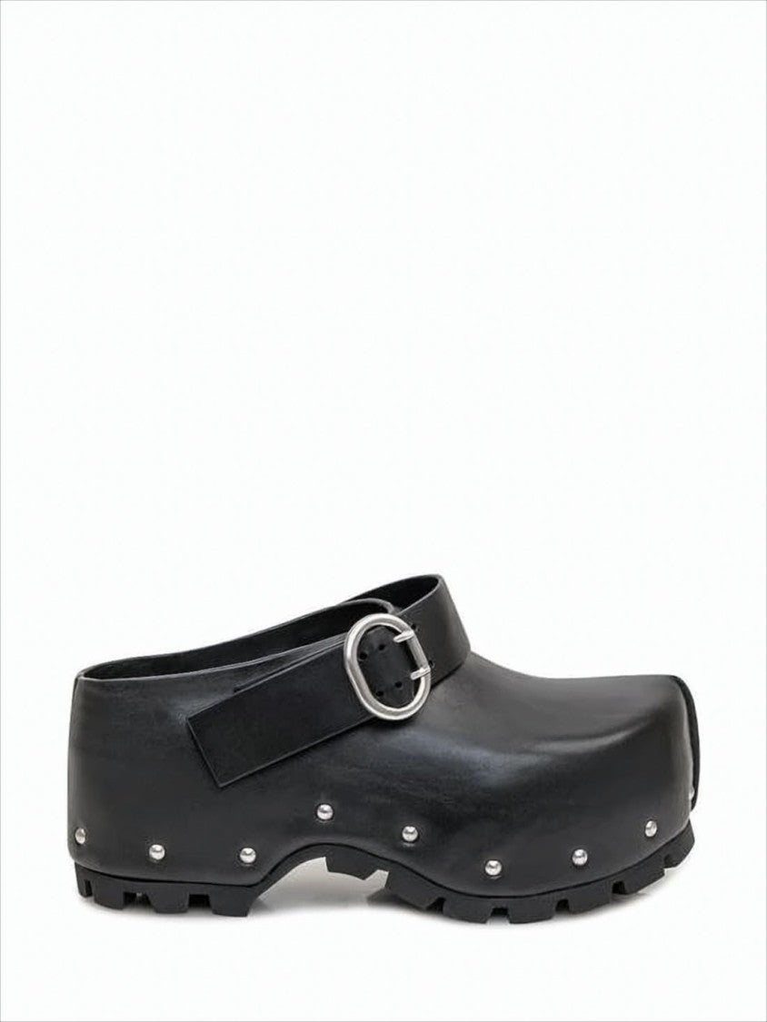 Jil Sander Black Leather Mules With Sole