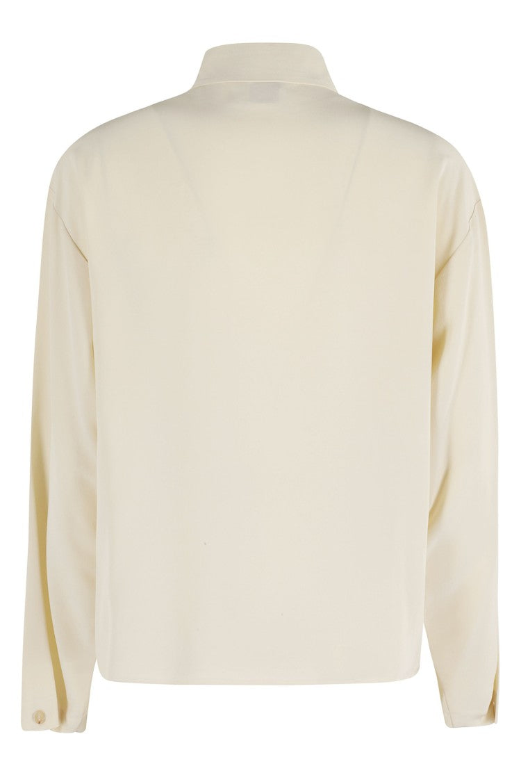 Alysi Butter Silk Shirt With Classic Collar And Boxy Silhouette