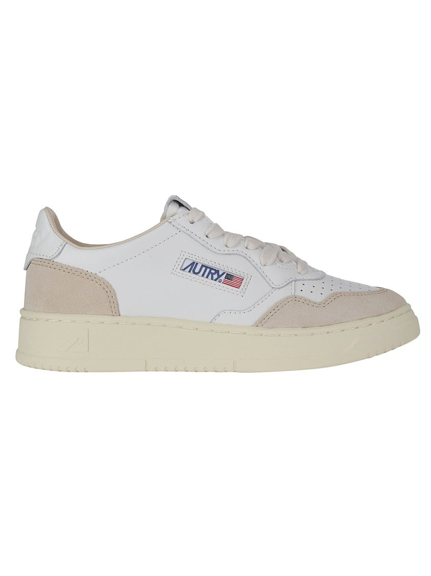 Autry Elevated White Low Sneakers With Textured Finish