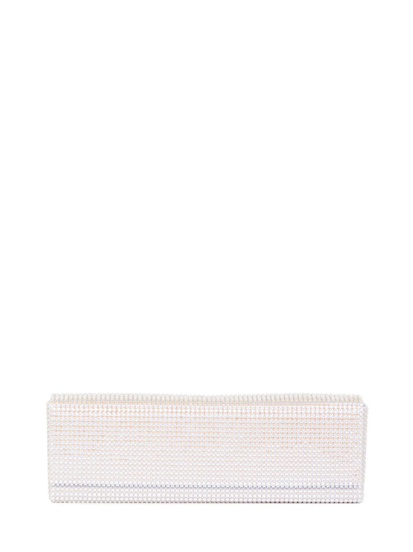Amina Muaddi Grey Satin Clutch