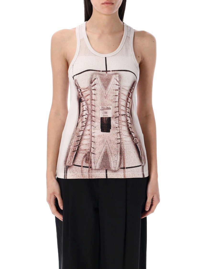 Jean Paul Gaultier Trompe L'oeil Corset Rib Cotton Tank Top