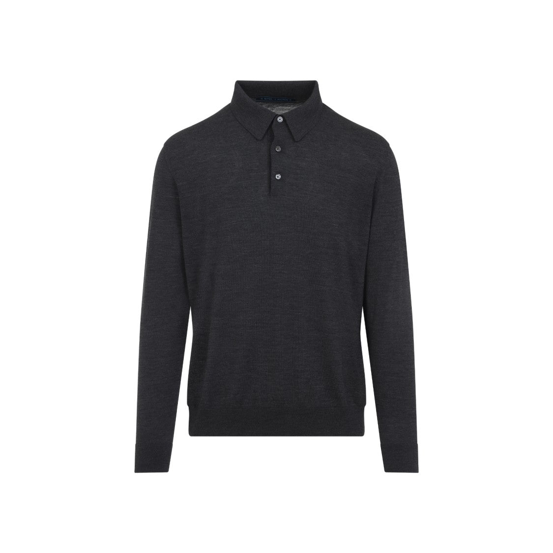 Kiton Classic Black Polo T-Shirt With Buttoned Placket