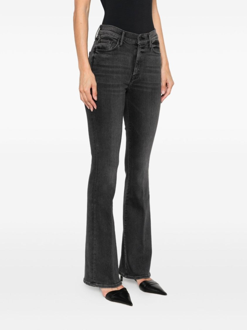 Mother Flared Black Jeans With Vintage Appeal And Flattering Fit