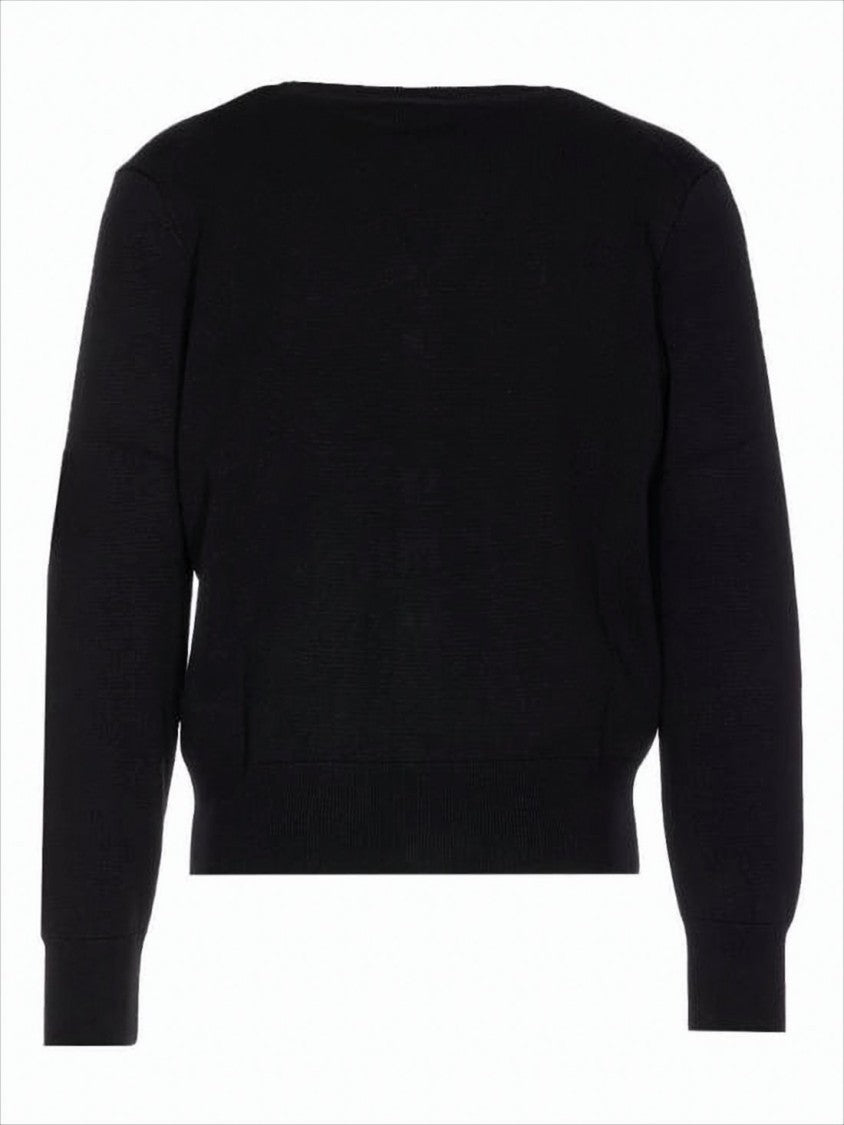Ami Black V-Neck Cardigan With Button-Down Front