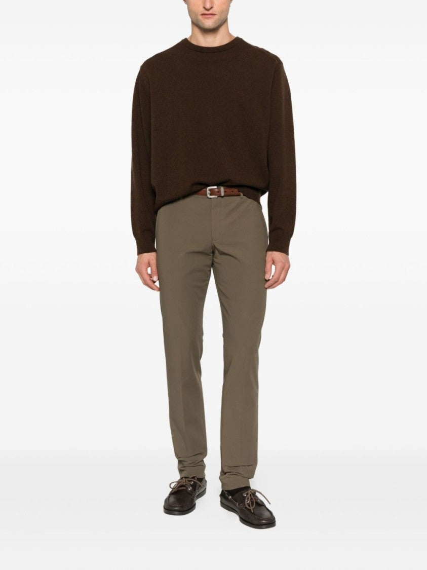 Pt Torino Brown Mid-Rise Straight Leg Trousers