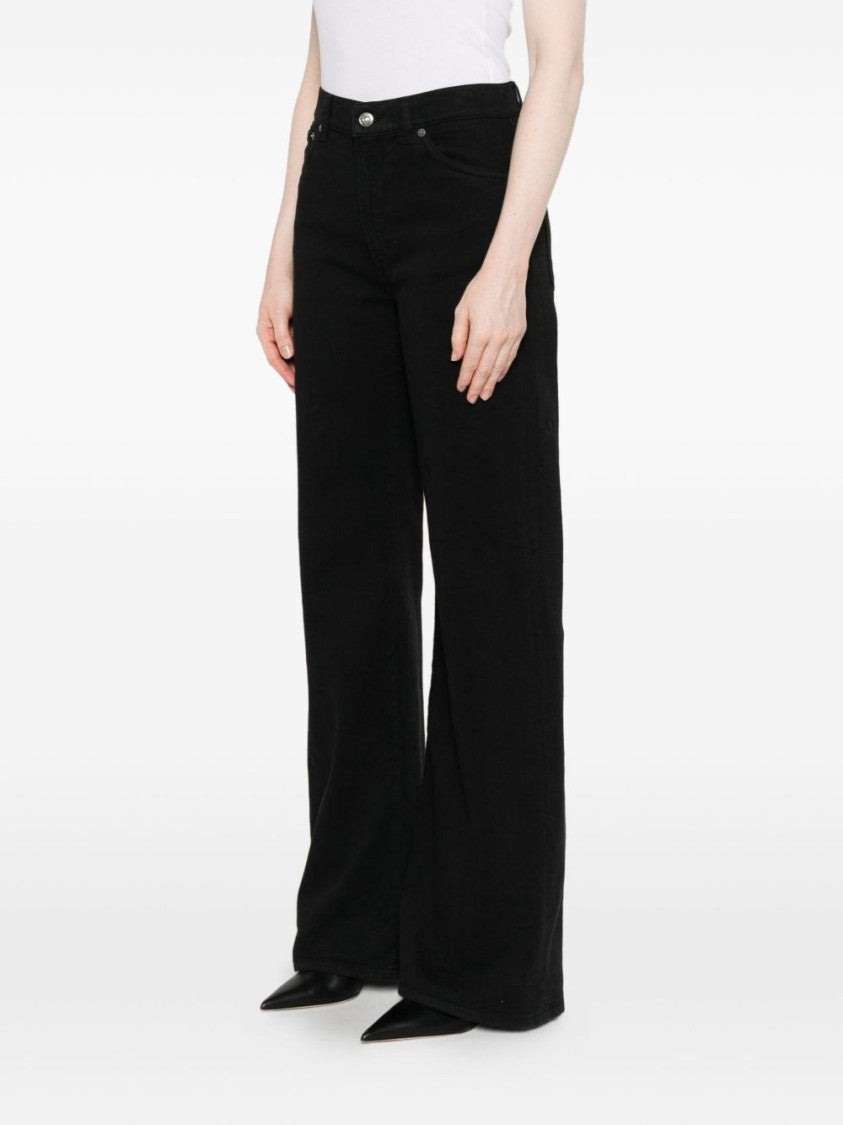 Dondup Wide-Leg Black Jeans With High Waist And Timeless Design