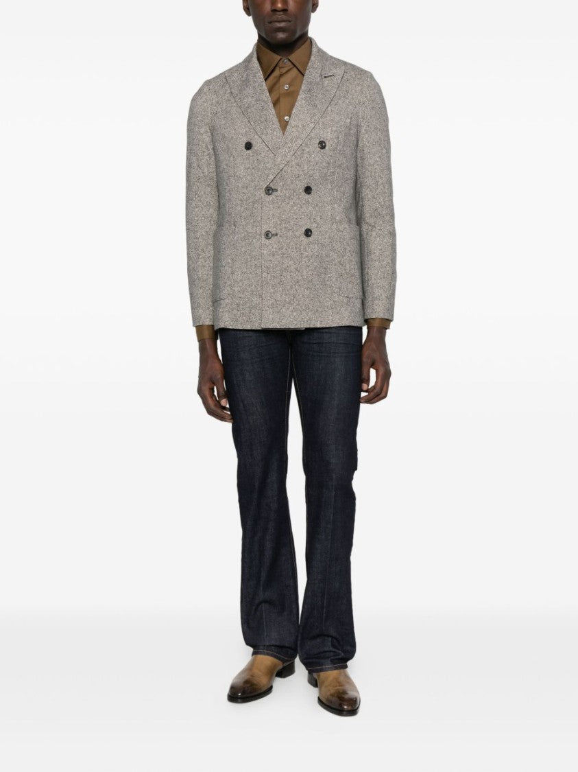 Circolo 1901 Double-Breasted Herringbone Jacket With Tailored Fit