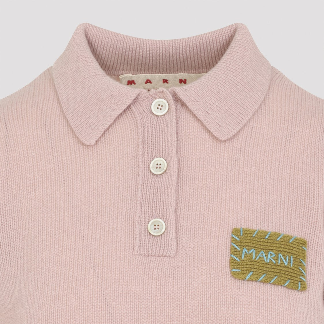 Marni Cropped Cashmere Long-Sleeve Polo Shirt