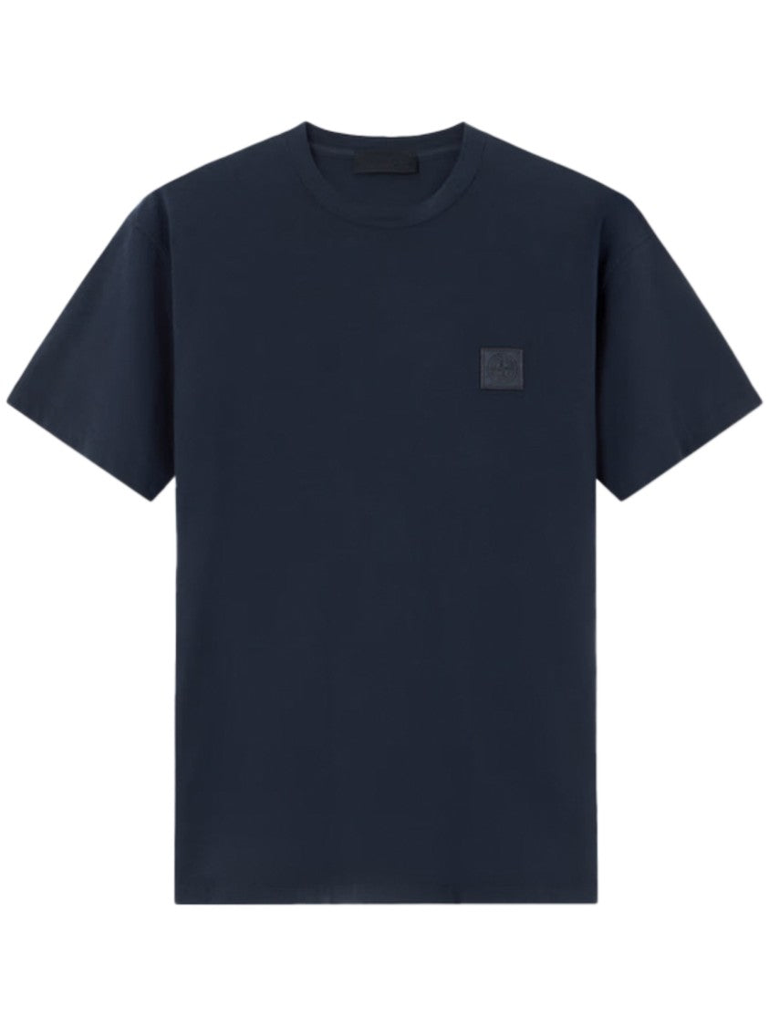 Stone Island Plain Blue Cotton T-Shirt