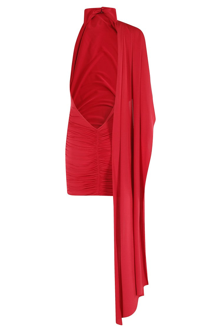 The Andamane Waverly Mini Dress With Elegant Draped Cape