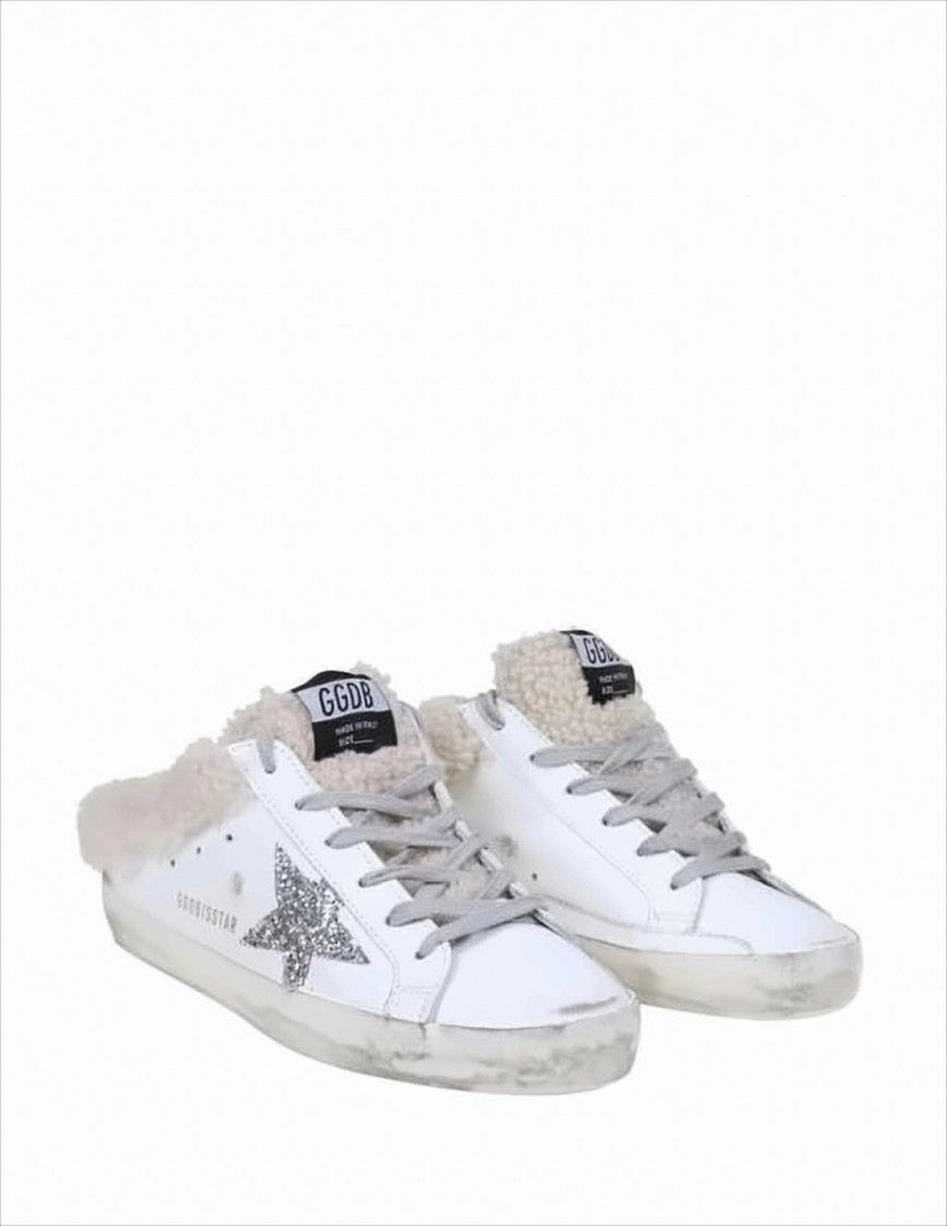 Golden Goose Distressed Slip-On Sneakers With Glitter Star Accents