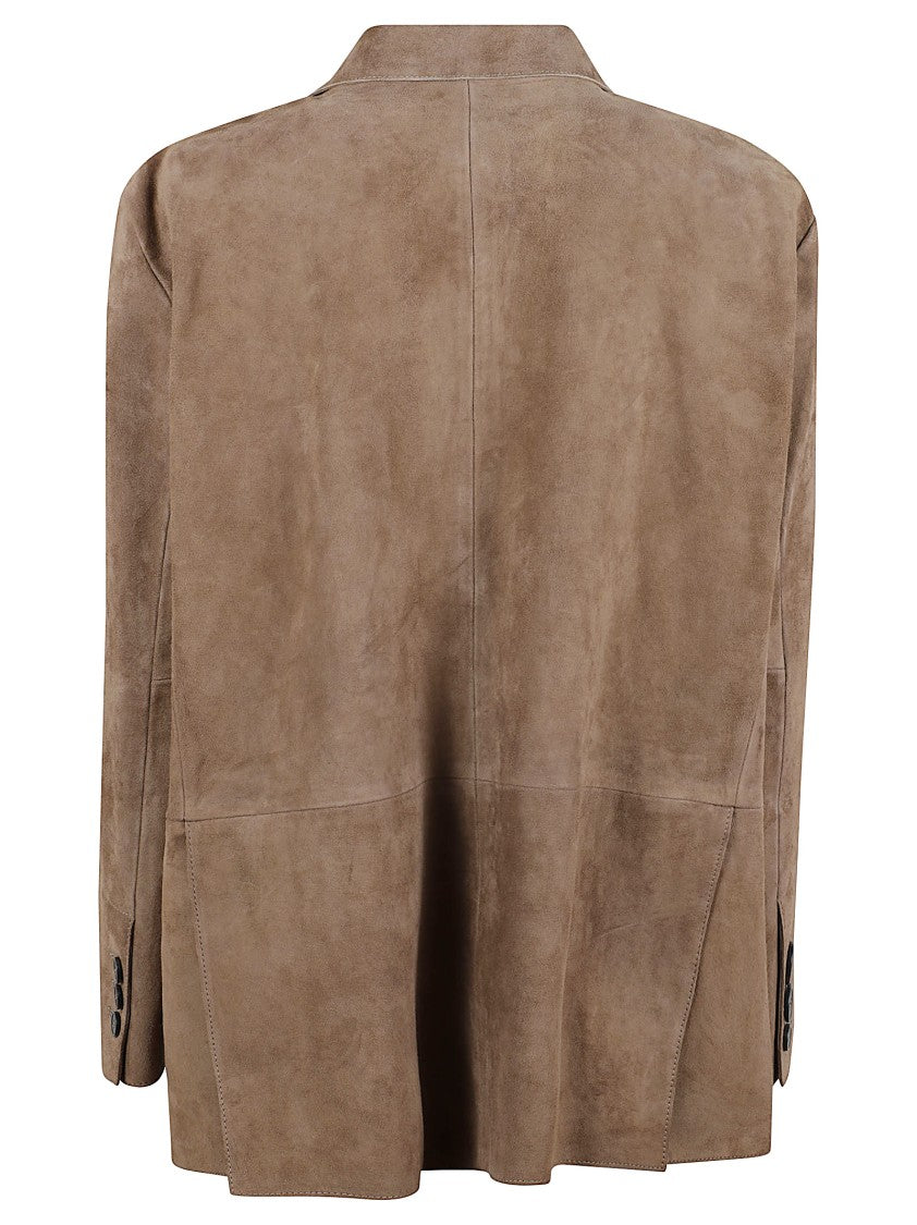 Max Mara Relaxed Leather Blazer With Classic Lapel