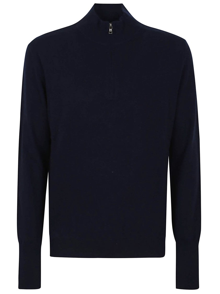 Ballantyne Half-Zip Cashmere Pullover With Ribbed Detailing