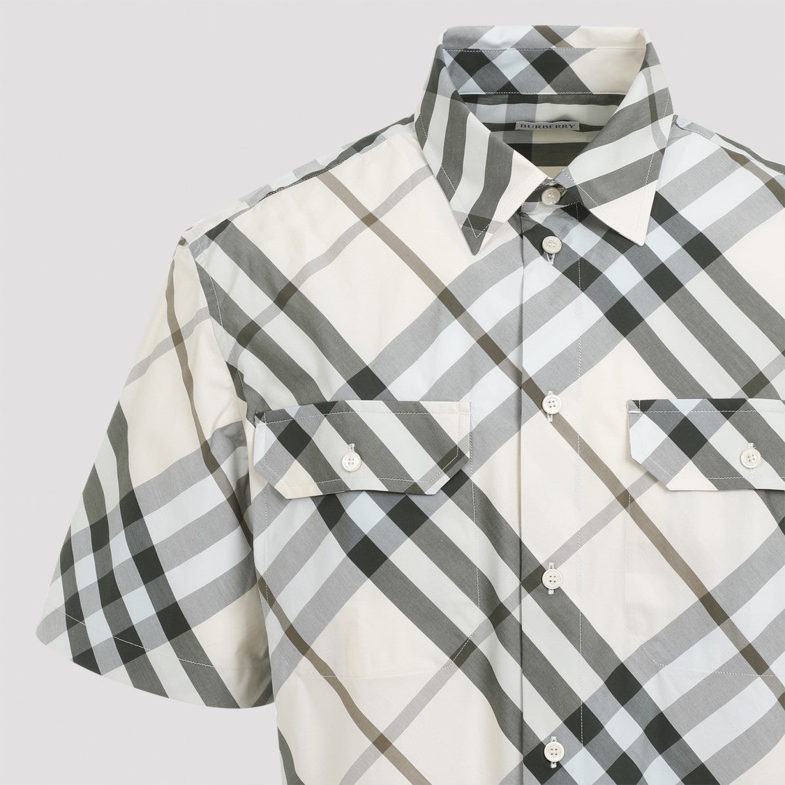 Burberry Alabaster Beige Check Cotton Shirt