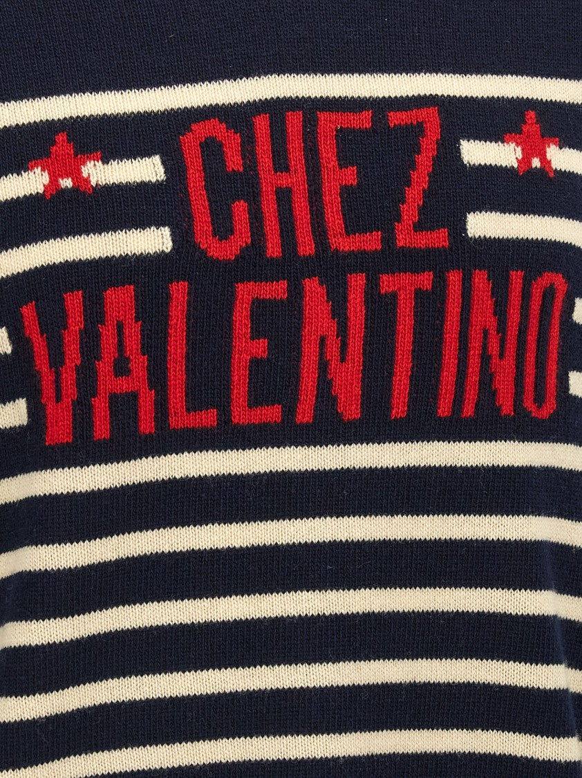 Valentino Garavani 7 Striped Fineness Wool Sweater