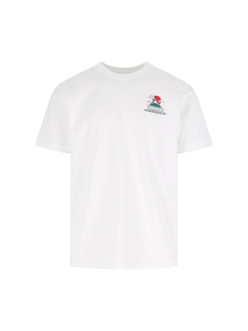 Casablanca Screen Printed Mountain Motif T-Shirt In Organic Cotton