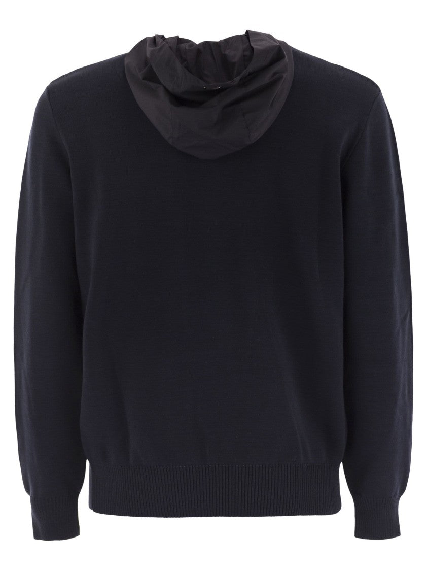 Herno Resort Double Cotton Knit And Nylon Hoodie