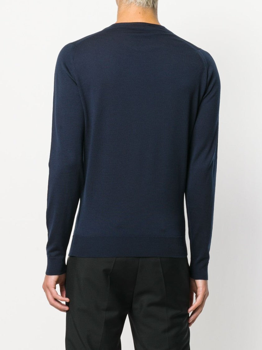 John Smedley Dark Blue Crew Neck Sweater