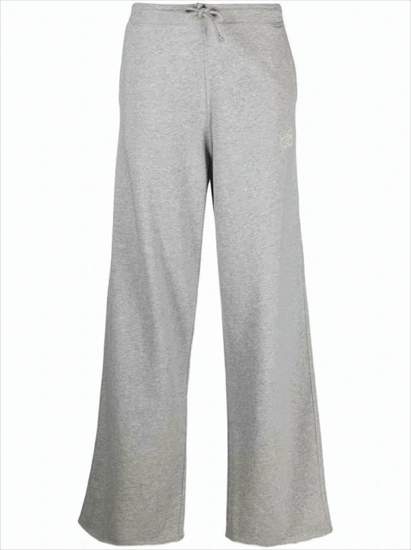 Ganni Relaxed Fit Wide-Leg Jogger Pants With Drawstring Waistband