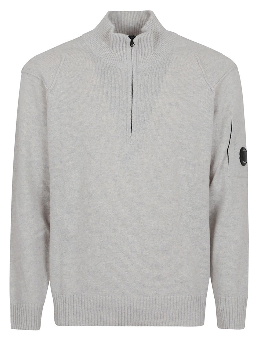 C.P. Company Half-Zip Lambswool Sweater With Ribbed Details
