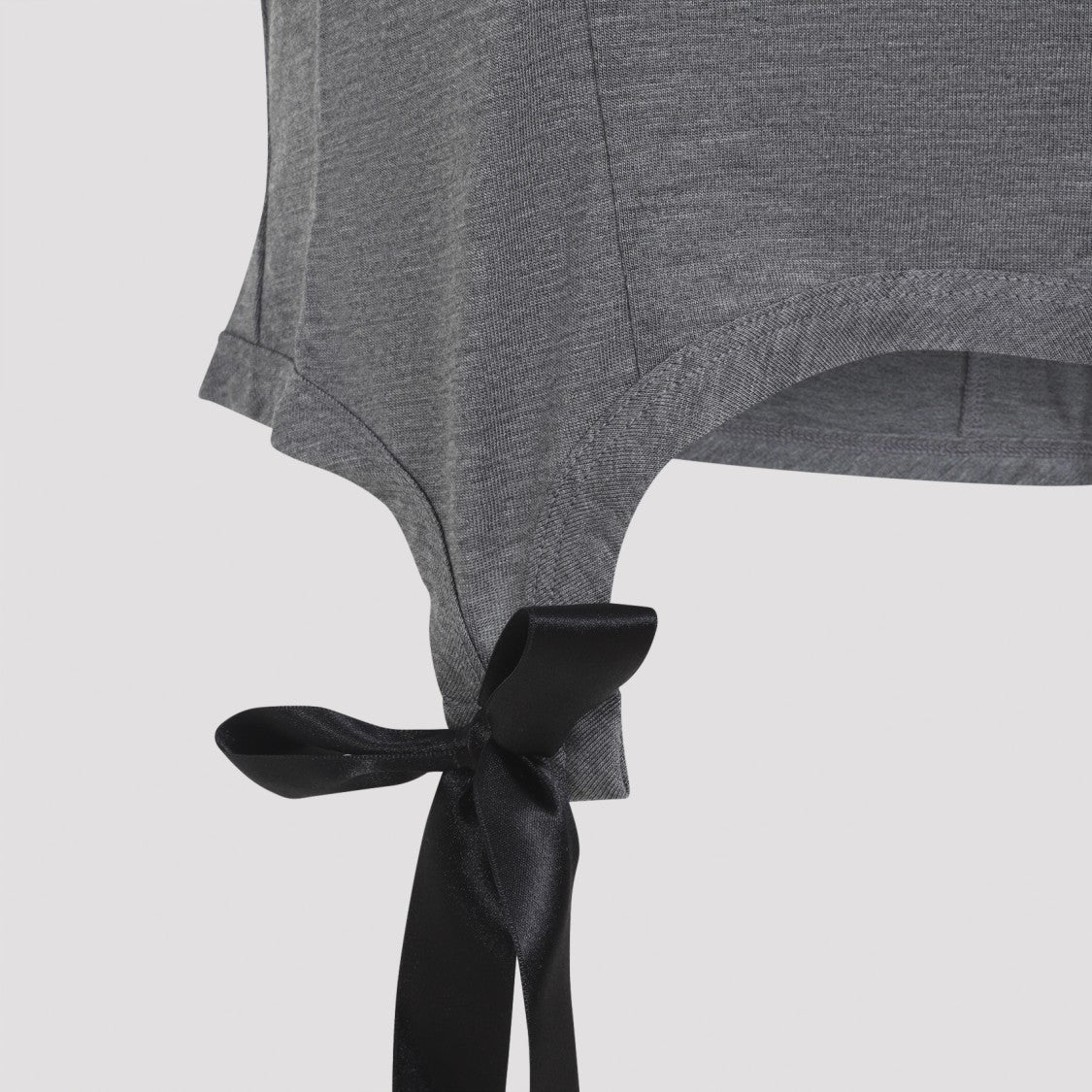 Simone Rocha Cropped Grey Lyocell Tank Top With Asymmetric Hem And Bow Tails