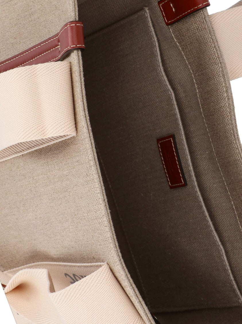 Chloé Structured Canvas Tote Bag With Leather Accents