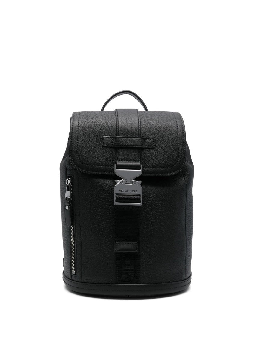 Michael Kors Textured Leather Backpack With Metallic Buckle Closure