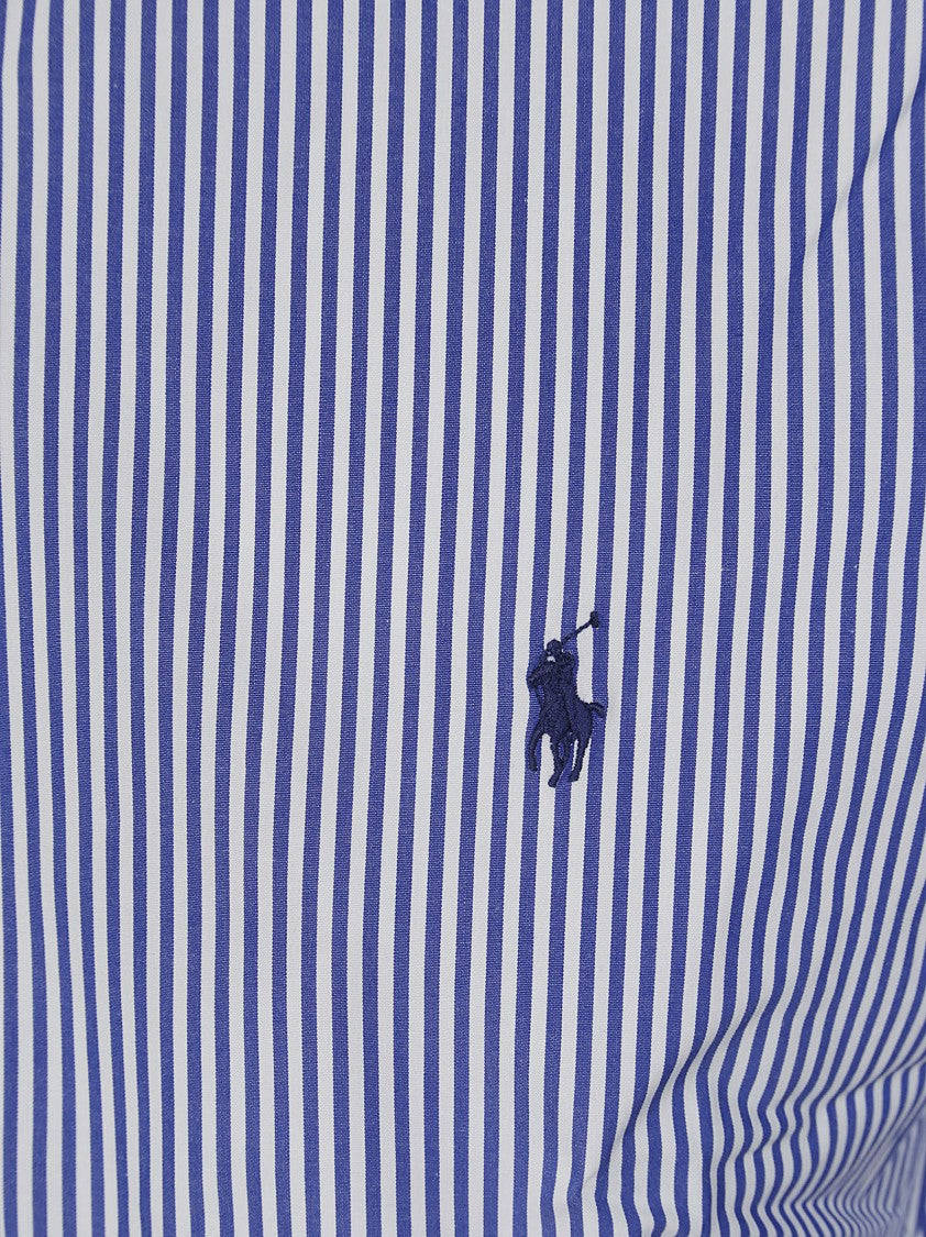 Polo Ralph Lauren Classic Striped Poplin Shirt With Button-Down Collar
