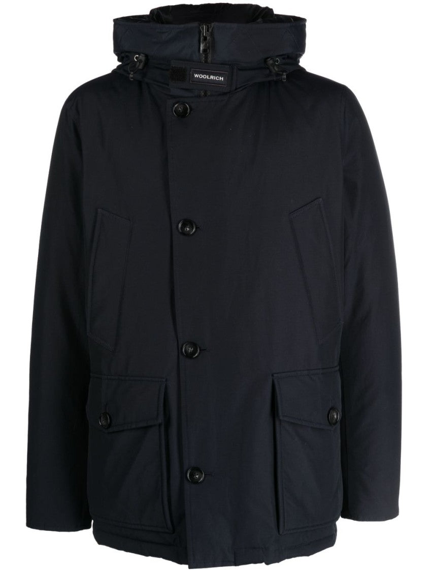 Woolrich Navy Blue Cotton Blend Parka