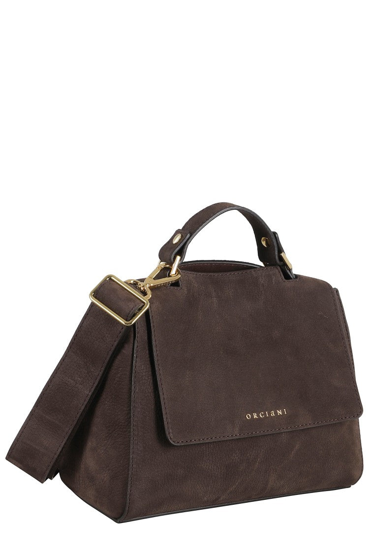 Orciani Structured Dark Brown Leather Shoulder Bag