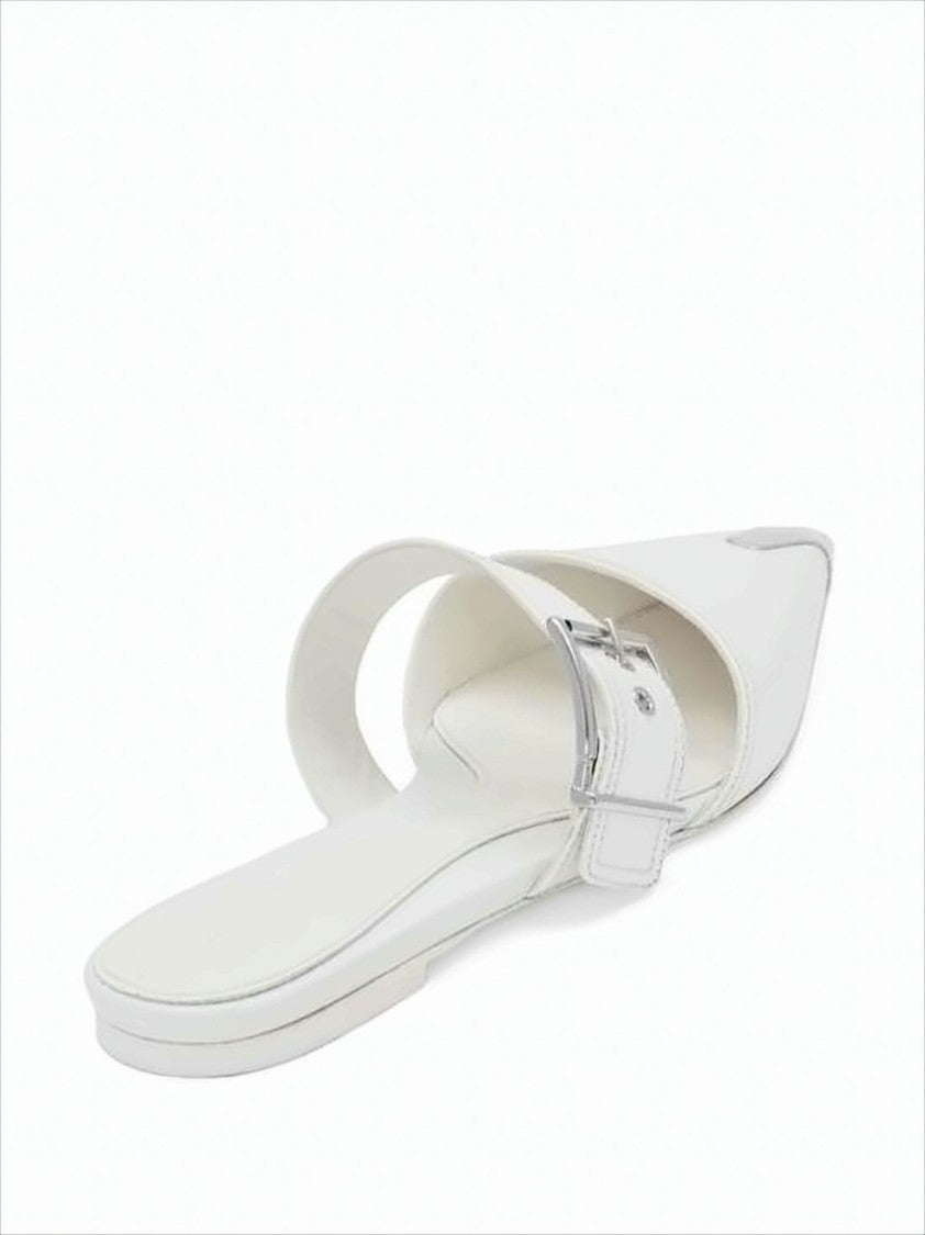 Alexander Mcqueen Pointed Toe Calf Leather Mule With Metallic Cap