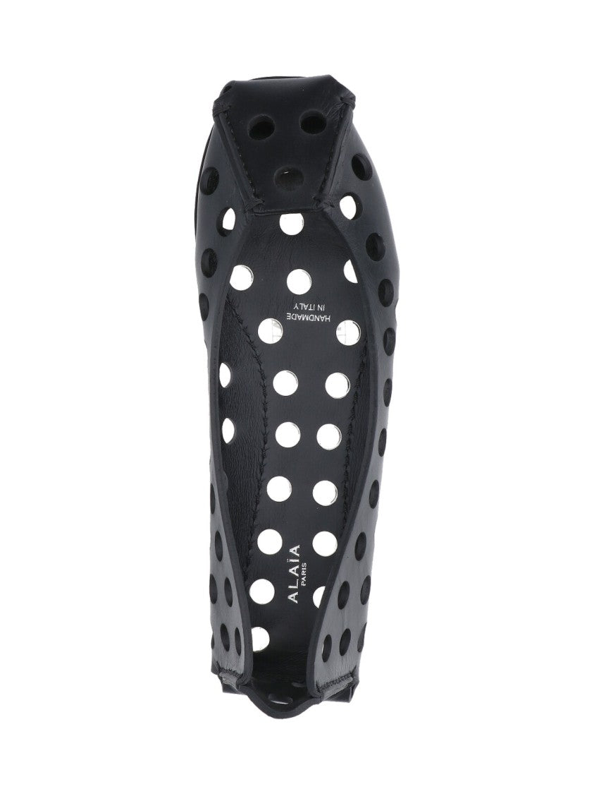 Alaïa Perforated Leather Ballerina Flats With Square Front Detail