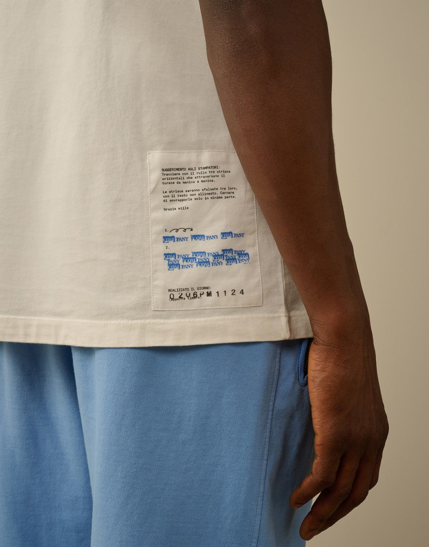 C.P. Company Gauze White Jersey T-Shirt With Iconic Graphic Band