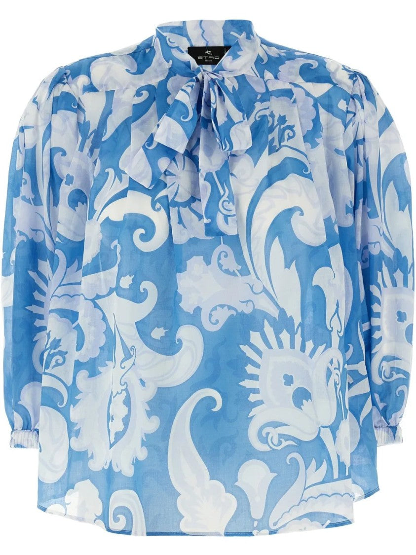 Etro Multicolored Floral Blouse With High Neckline