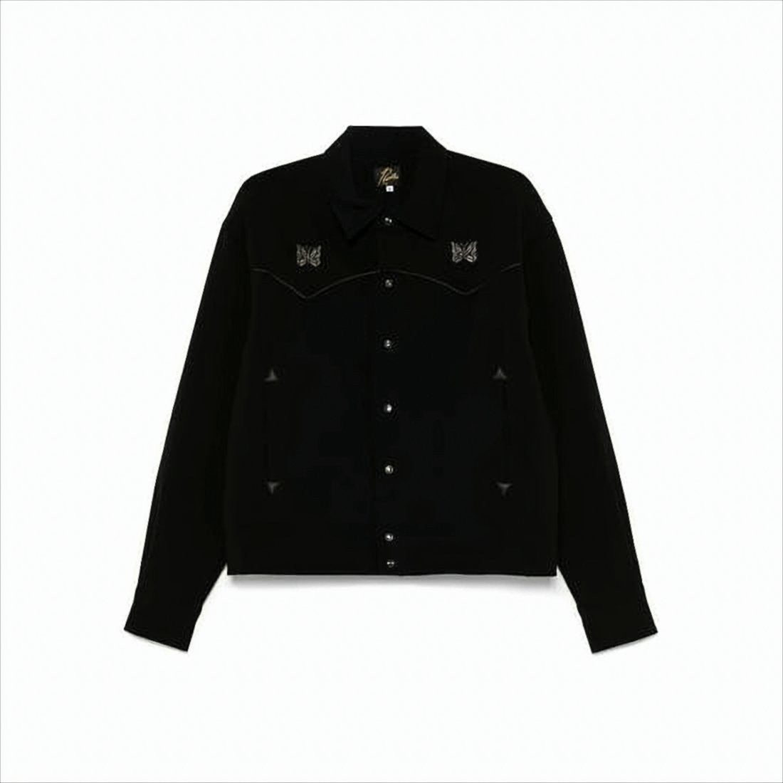 Needles Black Jacket With Classic Collar And Embroidered Details