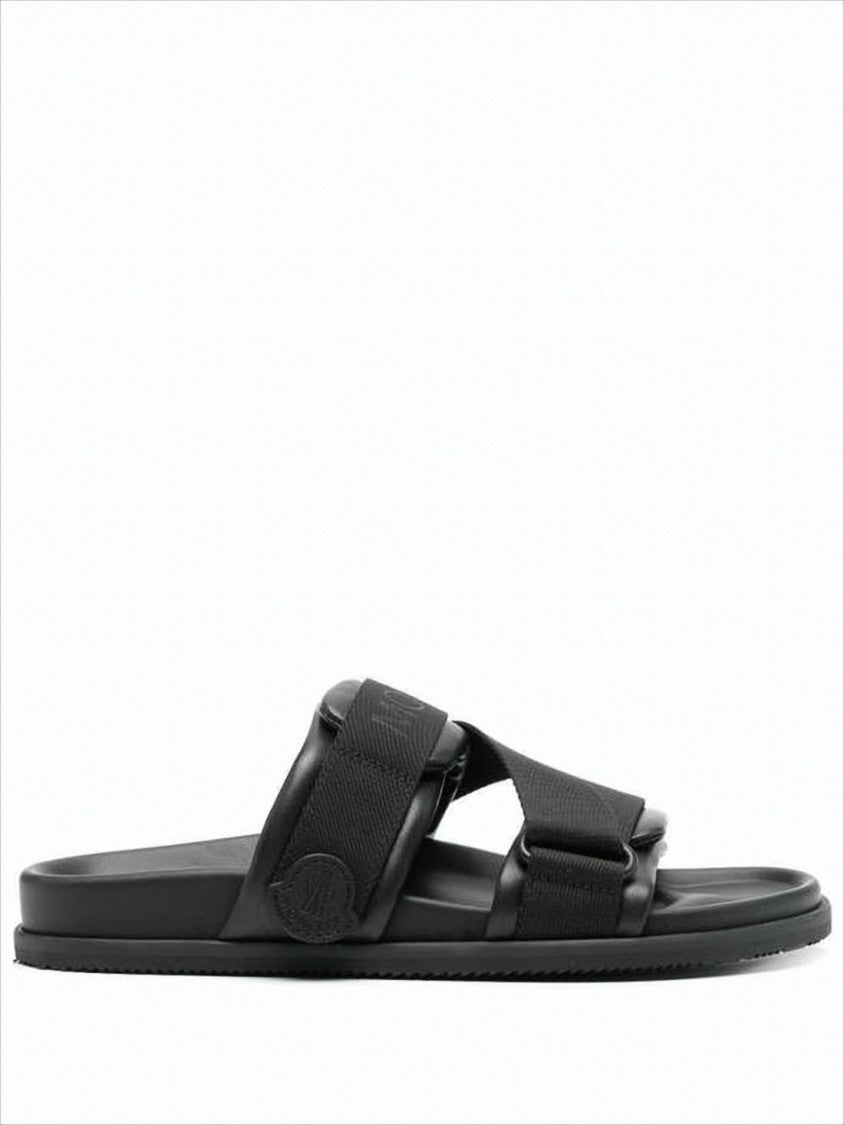Moncler Sleek Black Nappa Leather Slide Sandals With Padded Straps