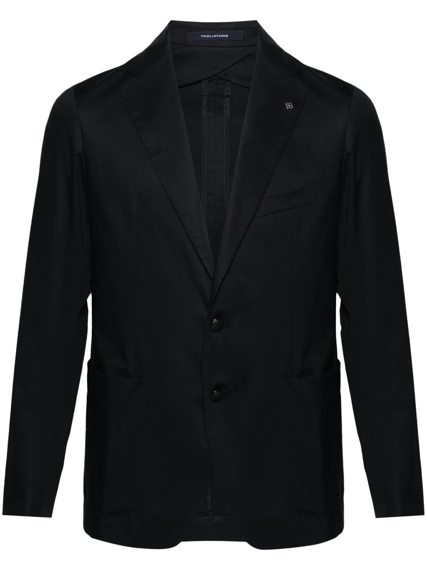 Tagliatore Tailored Blue Blazer With Notched Lapels